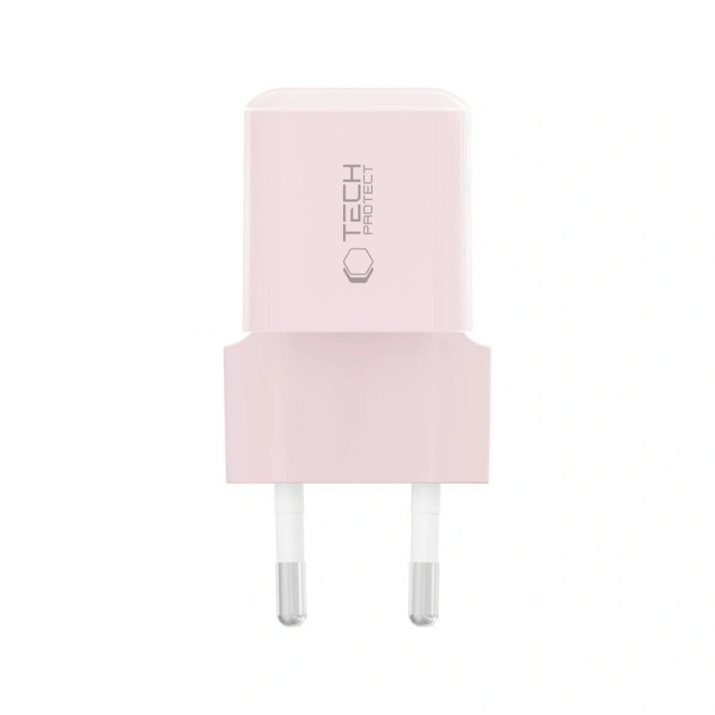 Tech-Protect NCM25 USB-C sieninis įkroviklis PD 25W, Baby Pink