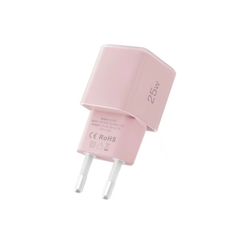 Tech-Protect NCM25 USB-C sieninis įkroviklis PD 25W, Baby Pink