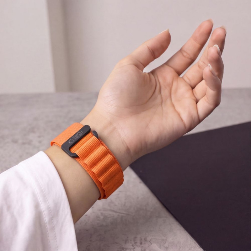 Tech-Protect Nylon Pro THP6032 laikrodžio dirželis skirtas Garmin Fenix 5X / 5X Plus / 6X / 6X Pro / 7X / 8 / 8 Pro / 9 / 9 Pro (47 mm), oranžinis