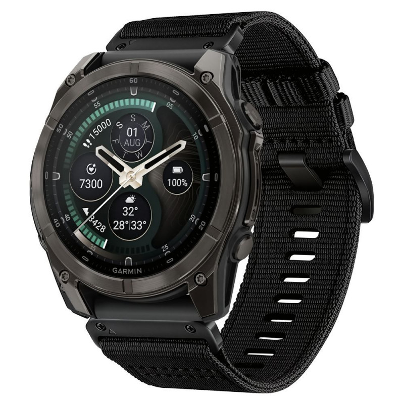 Tech-Protect Nylon Classic laikrodžio dirželis, skirtas Garmin Fenix 5X / 5X Plus / 6X / 6X Pro / 7X / 8 / 8 Pro / 9 / 9 Pro 47 mm, juodas