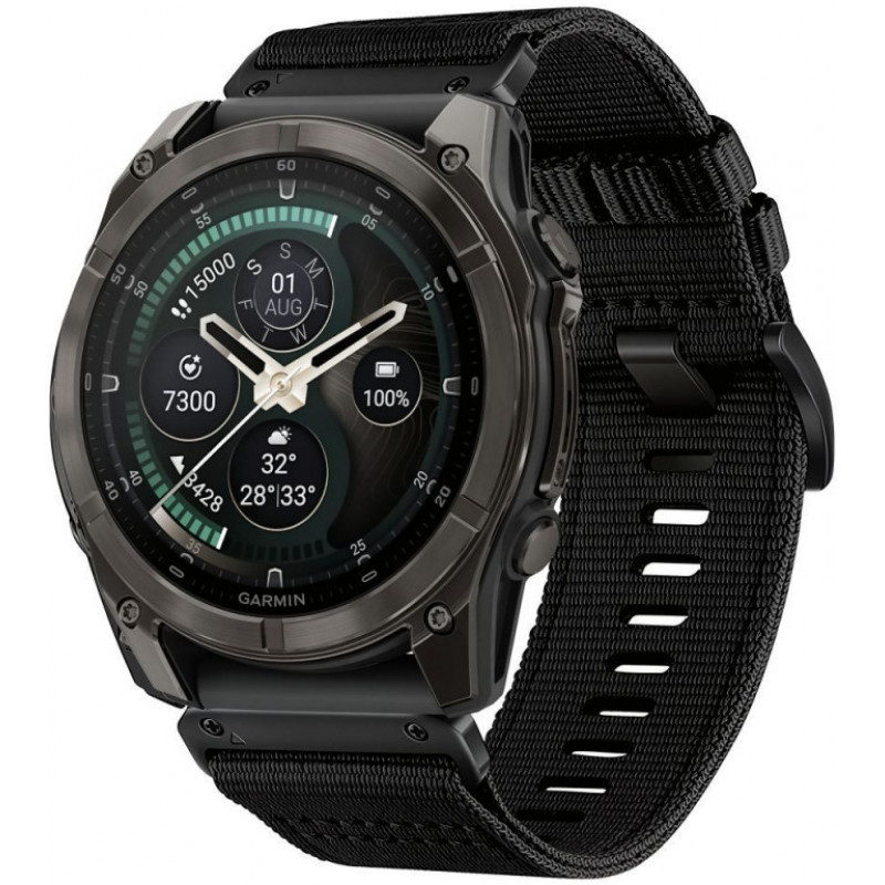 Tech-Protect Nylon Classic laikrodžio dirželis, skirtas Garmin Fenix 5X / 5X Plus / 6X / 6X Pro / 7X / 8 / 8 Pro / 9 / 9 Pro 47 mm, juodas