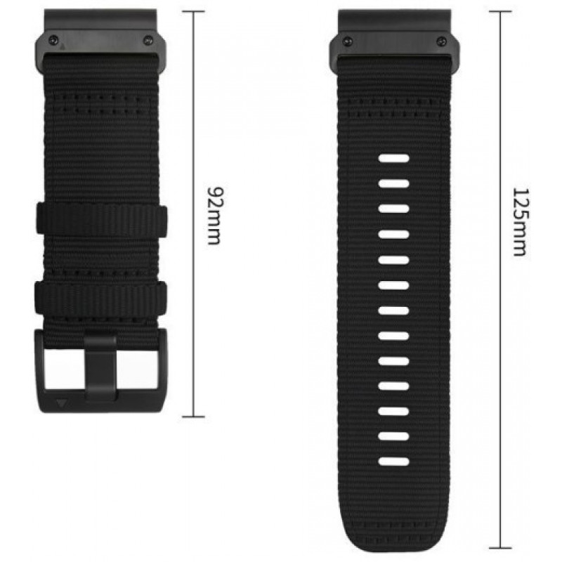 Tech-Protect Nylon Classic laikrodžio dirželis, skirtas Garmin Fenix 5X / 5X Plus / 6X / 6X Pro / 7X / 8 / 8 Pro / 9 / 9 Pro 47 mm, juodas