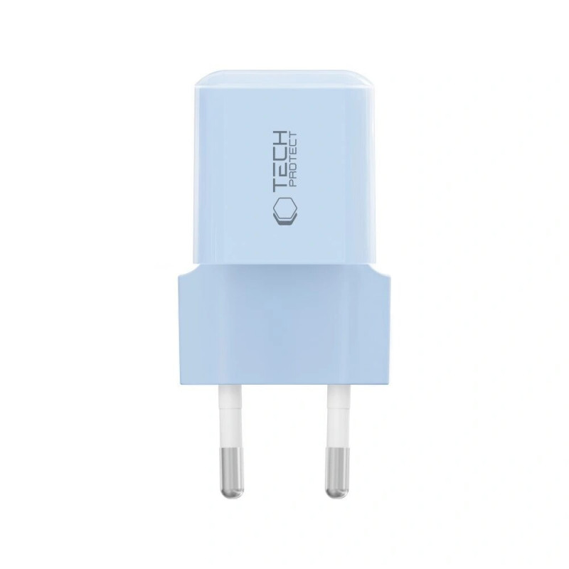 Tech-Protect NCM25 USB-C sieninis įkroviklis PD 25W, Baby Blue
