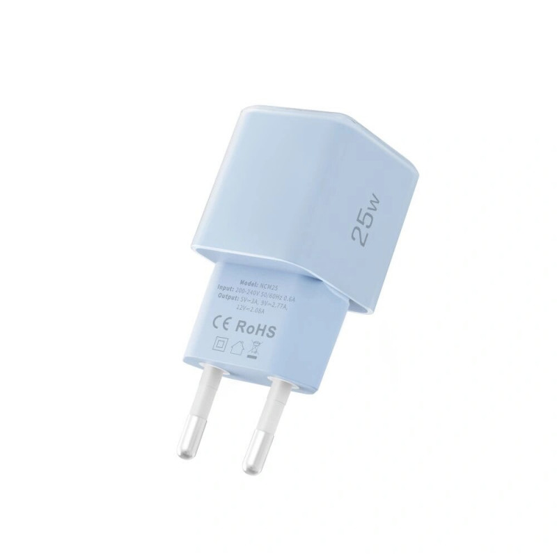 Tech-Protect NCM25 USB-C sieninis įkroviklis PD 25W, Baby Blue