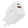 Tech-Protect NCA20 USB-A / USB-C sieninis įkroviklis PD 20W / QC3.0 su USB-C / Lightning kabeliu 100 cm, baltas