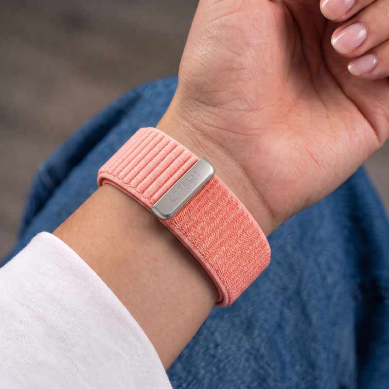 Tech-Protect NylonLoop apyrankė, skirta Apple Watch 8 / 9 / 10 / 11 / 12 / SE (40 / 41 / 42 mm), Blush Pink