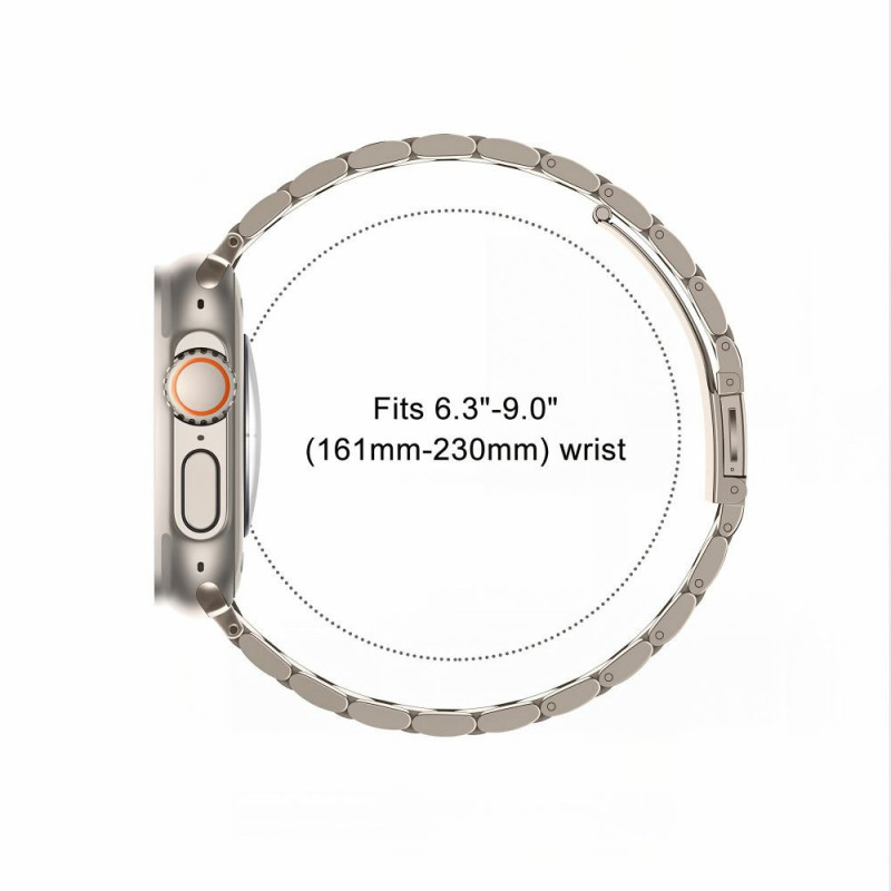 Tech-Protect Stainless nerūdijančio plieno apyrankė, skirta Apple Watch 8 / 9 / 10 / 11 / 12 / SE / Ultra (44 / 45 / 46 / 49 mm), Starlight