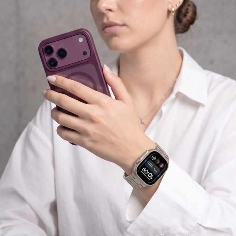 Tech-Protect Stainless nerūdijančio plieno apyrankė, skirta Apple Watch 8 / 9 / 10 / 11 / 12 / SE / Ultra (44 / 45 / 46 / 49 mm), Starlight