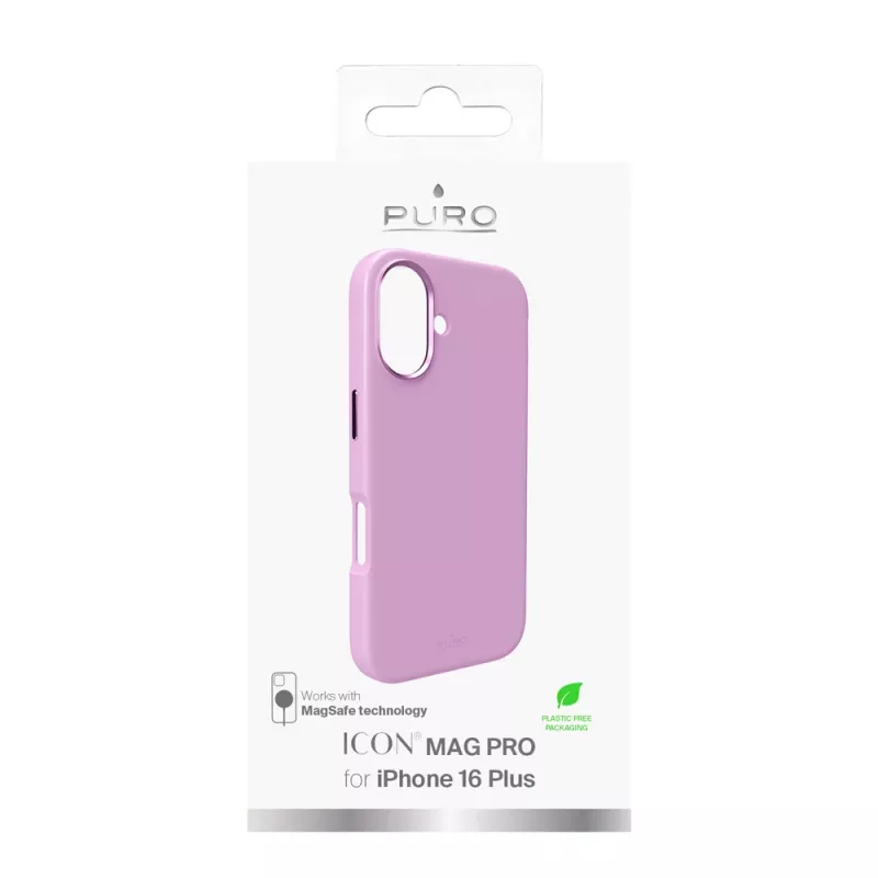 Puro Icon Mag Pro MagSafe silikoninis dėklas, skirtas iPhone 16 Plus, rausvas