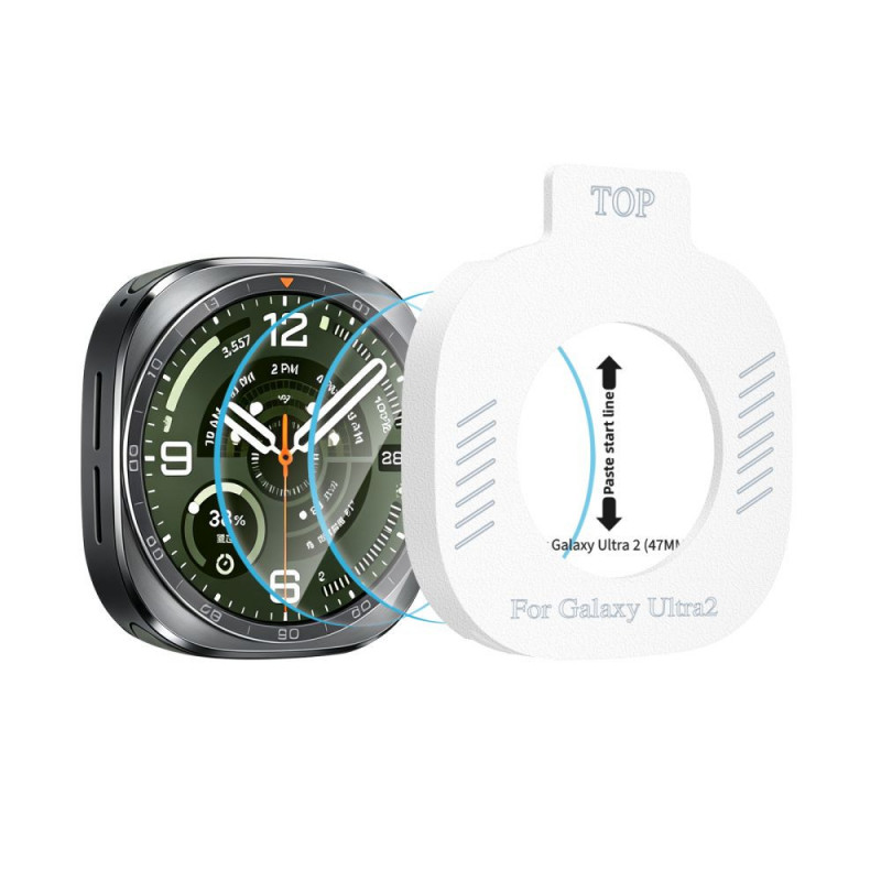 Tech-Protect Easy Set+ grūdintas stiklas skirtas Samsung Galaxy Watch Ultra 2 2026 47 mm, permatomas (2 vnt.)