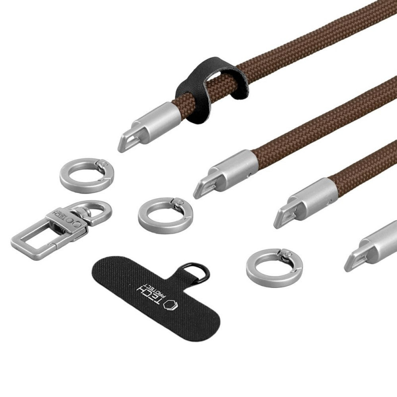 Tech-Protect C10S Rope skersinė ir riešo dirželių rinkinys, Walnut Brown/Titanium