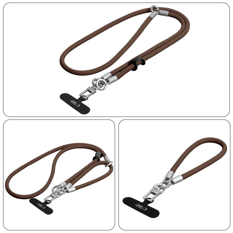 Tech-Protect C10S Rope skersinė ir riešo dirželių rinkinys, Walnut Brown/Titanium