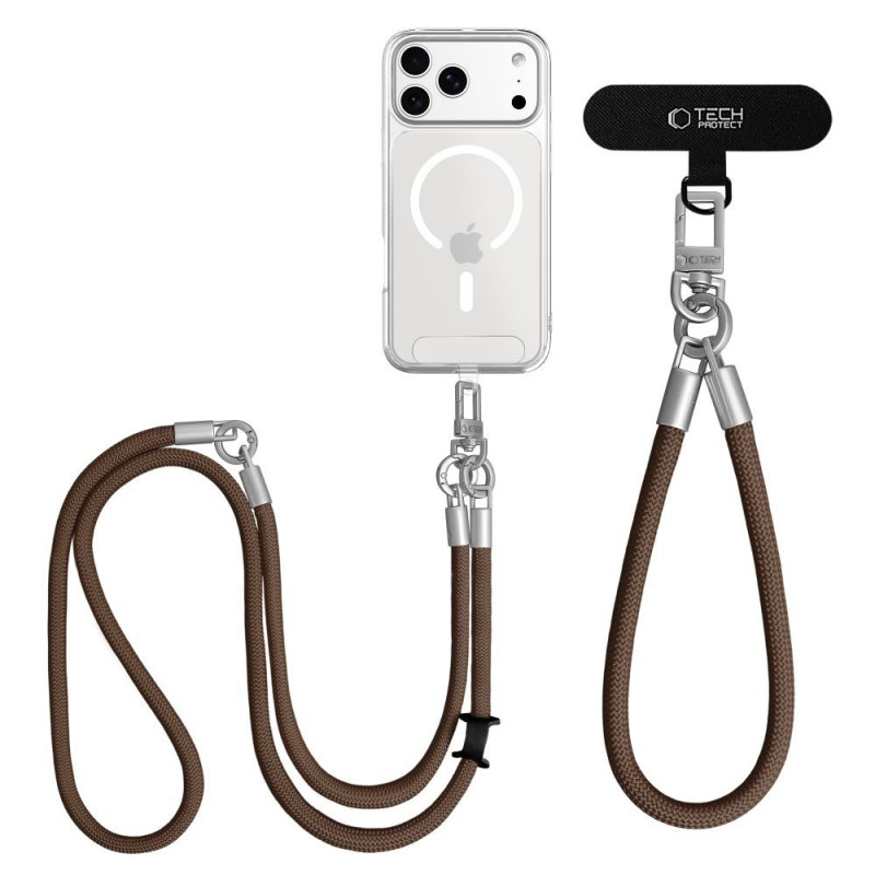 Tech-Protect C10S Rope skersinė ir riešo dirželių rinkinys, Walnut Brown/Titanium