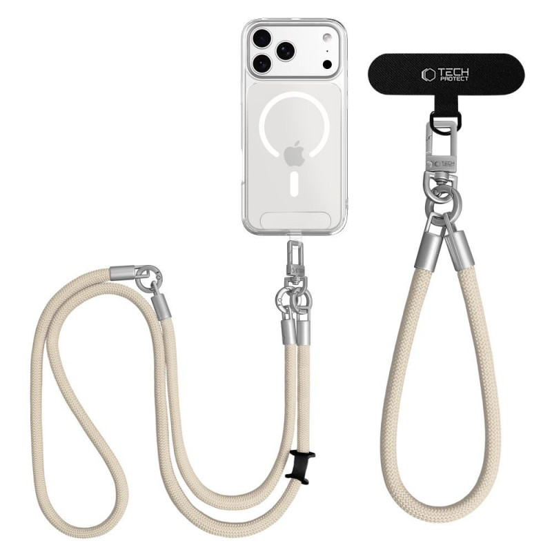 Tech-Protect C10S Rope skersinė ir riešo dirželių rinkinys, Desert Beige/Titanium