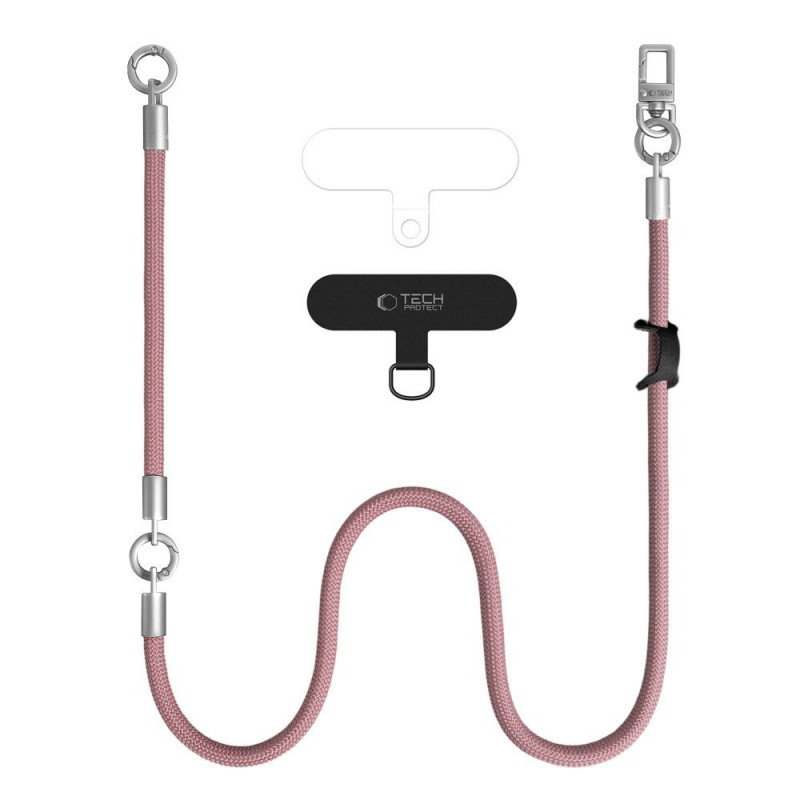 Tech-Protect C10S Rope skersinė ir riešo dirželių rinkinys, Dusty Rose/Titanium