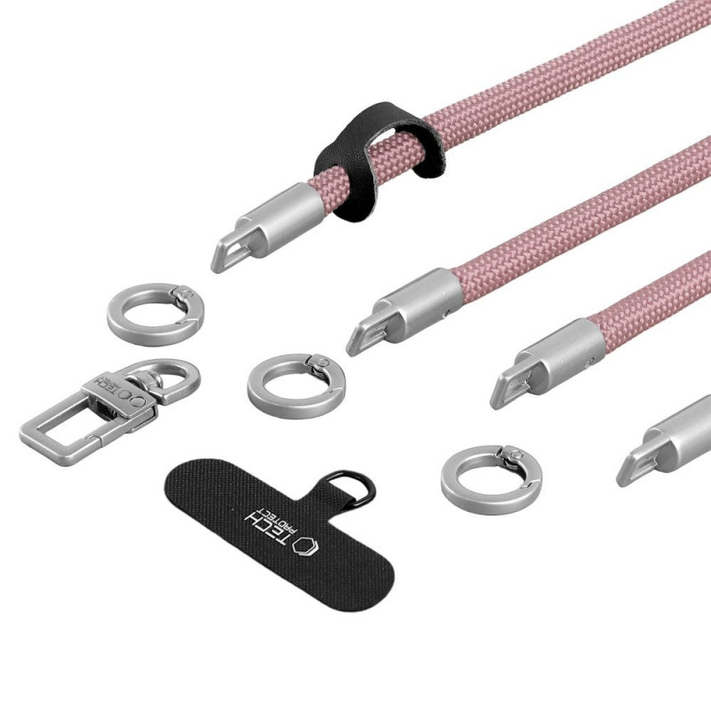 Tech-Protect C10S Rope skersinė ir riešo dirželių rinkinys, Dusty Rose/Titanium