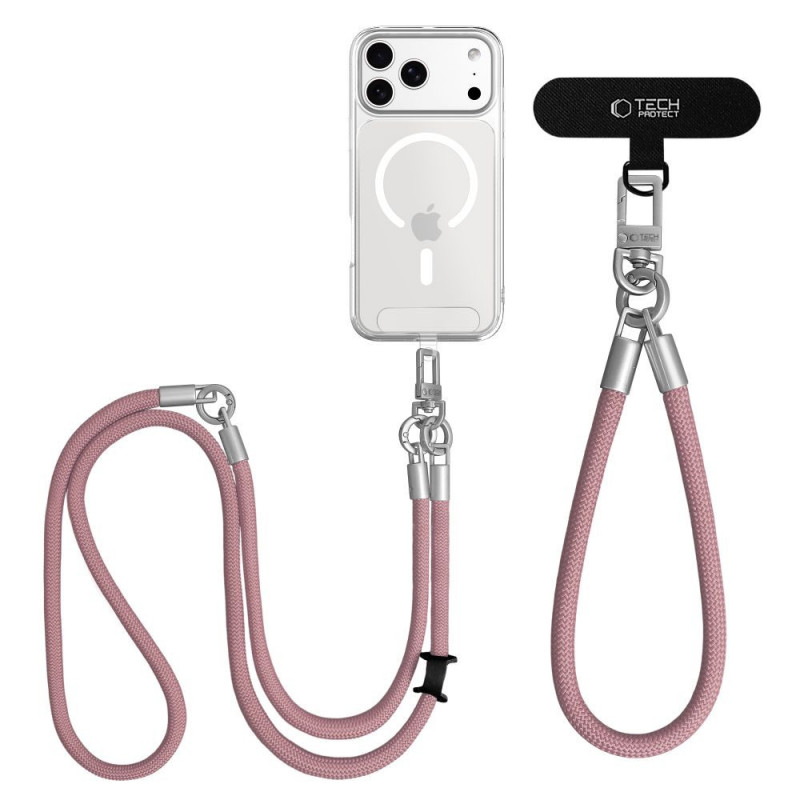 Tech-Protect C10S Rope skersinė ir riešo dirželių rinkinys, Dusty Rose/Titanium