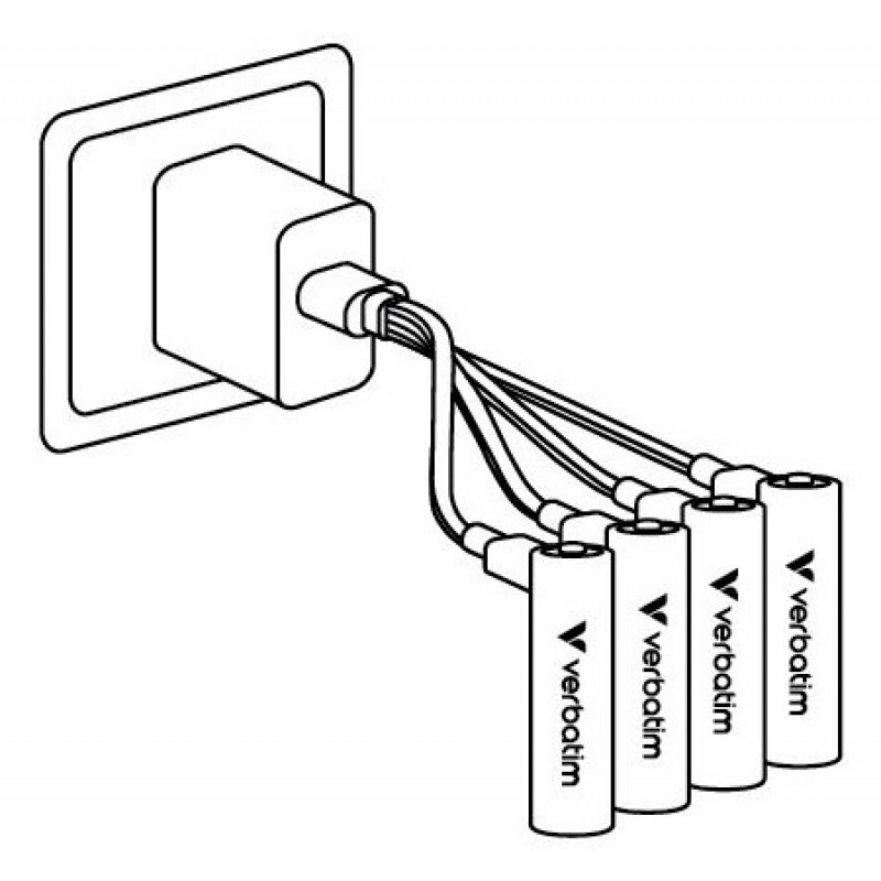 Verbatim 30249 USB-C įkraunamos baterijos Li-ion AA 2100 mAh (4 vnt.)