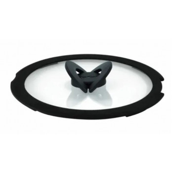 Tefal Ingenio L9846753 apvalus stiklinis keptuvės dangtis, 28 cm, juodas, permatomas