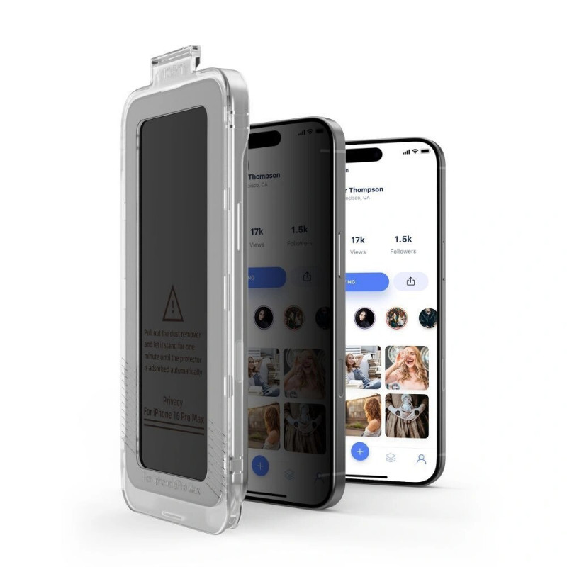 Tech-Protect Quick Set Spy+ privatumo grūdintas stiklas, skirtas Apple iPhone 14 Pro (2 vnt.)
