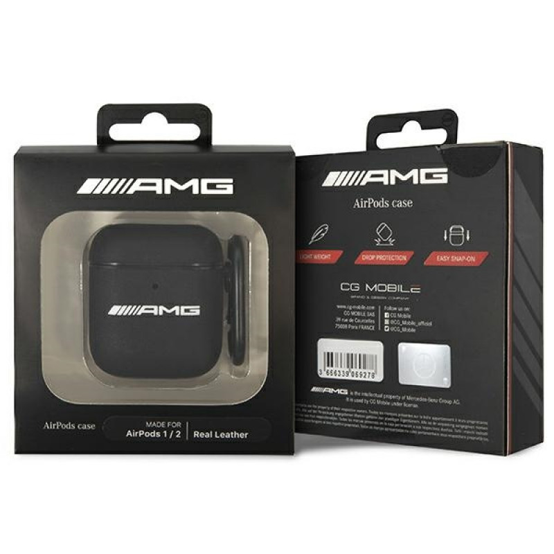 Mercedes-AMG AMA2SLWK odinis didelio logotipo užvalkalas Apple AirPods 1/2, juodas