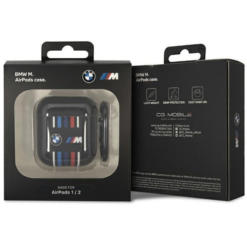 BMW BMA222SWTK Multiple Colored Lines dangtelis, skirtas Apple AirPods 1/2, juodas