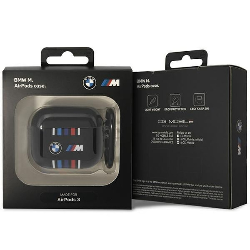BMW BMA322SWTK Įvairiaspalvių linijų dangtelis, skirtas Apple AirPods 3, juodas