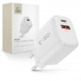 Tech-Protect NCA30 USB-A, USB-C sieninis įkroviklis PD 30W / QC3.0, baltas