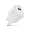 Tech-Protect NCA30 USB-A, USB-C sieninis įkroviklis PD 30W / QC3.0, baltas