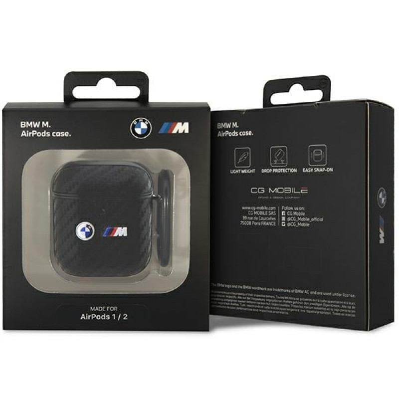 BMW BMA2WMPUCA2 Carbon Double Metal Logo Apple AirPods 1/2 dangtelis, juodas