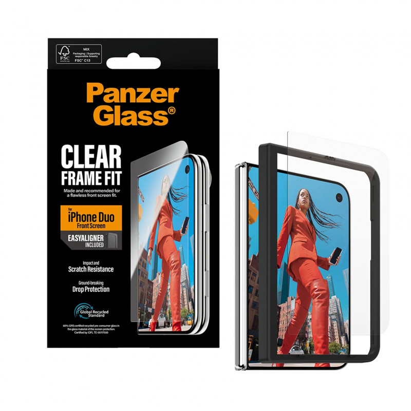 PanzerGlass priekinio ekrano apsauginė plėvelė iPhone Duo su EasyAligner, permatoma