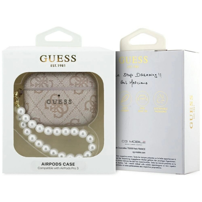 Guess 4G Pearl Strap dėklas, skirtas Apple AirPods Pro 3, rožinis