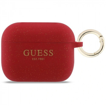 Guess silikoninis blizgus žiedinis dėklas Apple AirPods Pro 3, fuksijos spalvos