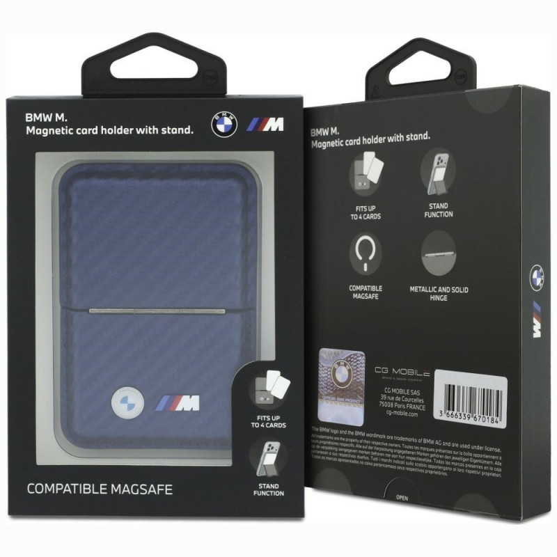 BMW M Carbon Metal Logos MagSafe piniginė, tamsiai mėlyna