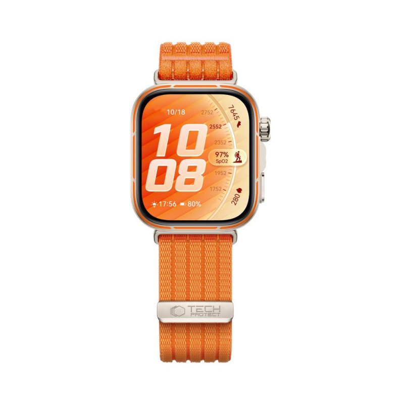 Tech-Protect nailono apyrankė, skirta Huawei Watch Fit 3 / 4 / 4 Pro / 5 / 5 Pro, oranžinė