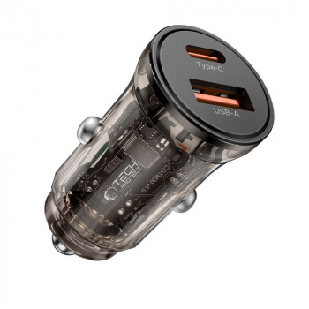 Tech-Protect CC01 2 prievadų automobilinis įkroviklis USB-A / USB-C, PD 45W / QC 3.0, juodas