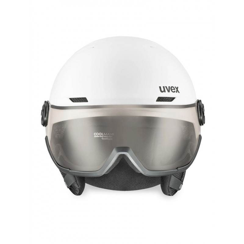 UVEX Wanted Visor pro V slidinėjimo šalmas, baltas matinis