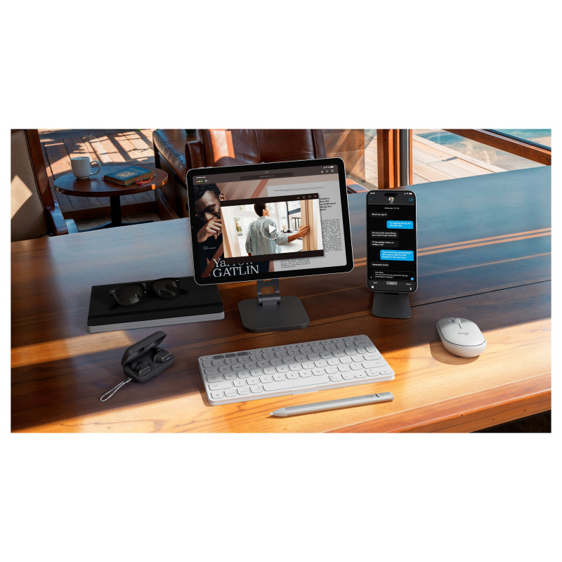 Logitech Keys-To-Go 2, skirta iPad, klaviatūra (920-013009), Pale Grey, šveicariška išdėstymas