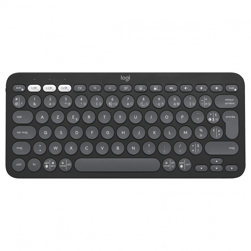 Logitech Pebble Keys 2 K380s belaidė Bluetooth klaviatūra (920-011803), grafito, prancūziška išdėstymas