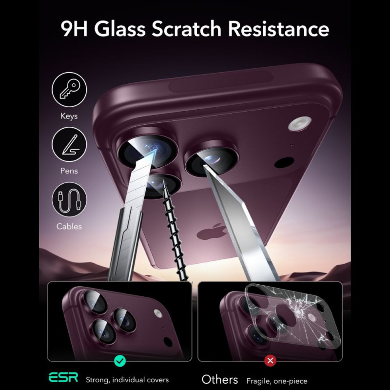 ESR Armorite fotoaparato apsauga, skirta Apple iPhone 18 Pro / 18 Pro Max, Deep Burgundy