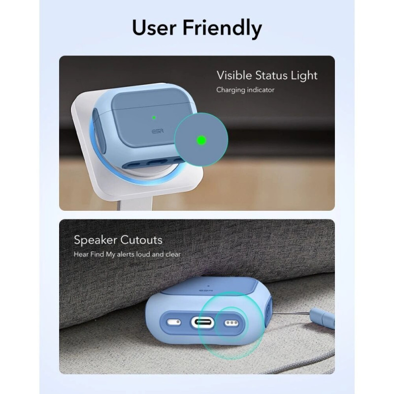 ESR Orbit HaloLock MagSafe dėklas, skirtas Apple AirPods Pro 3, Powder Blue