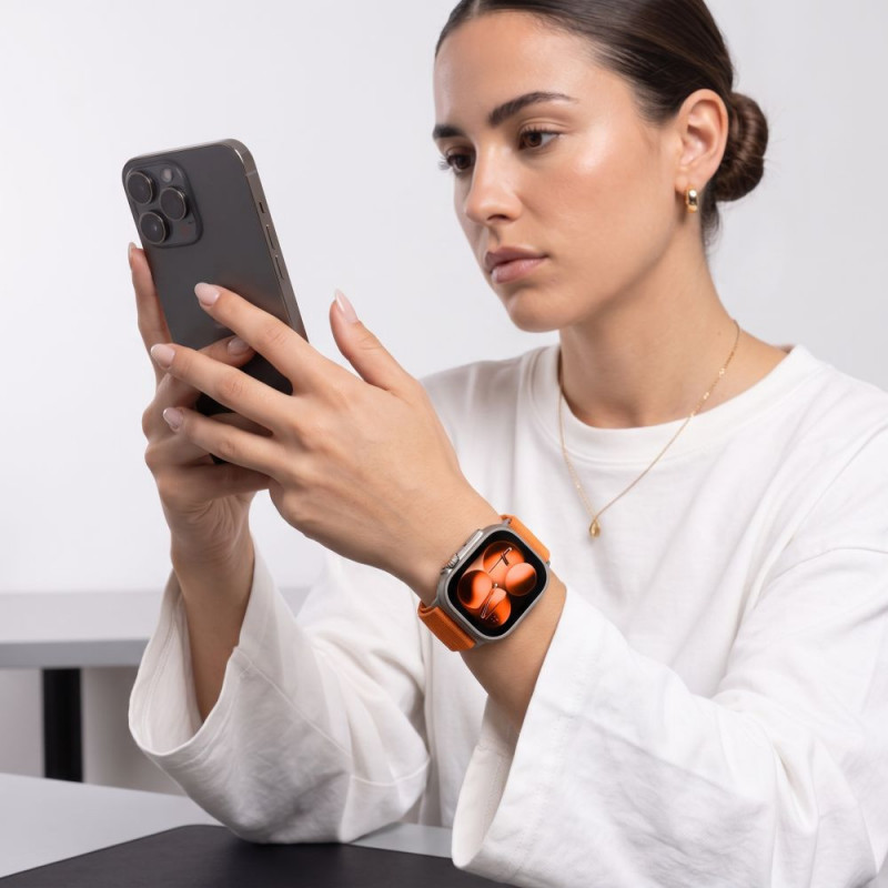 Tech-Protect Nylonloop Apple Watch 8 / 9 / 10 / 11 / 12 / SE / Ultra 44/45/46/49 mm laikrodžio dirželis, oranžinis