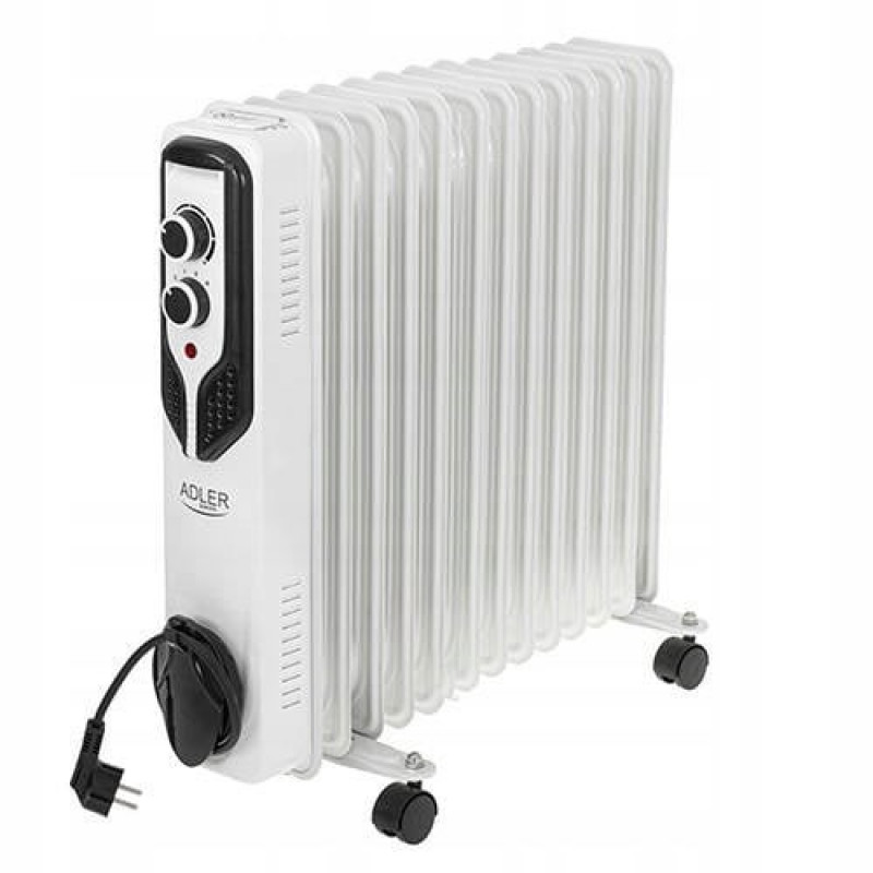 Adler AD 7818 alyva užpildytas radiatorius, 2500 W, 3 galios lygiai, 13 briaunų, baltas