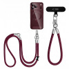 Tech-Protect C10S Rope kryžminė ir riešo telefono pakabuko rinkinys, Burgundy/Titanium