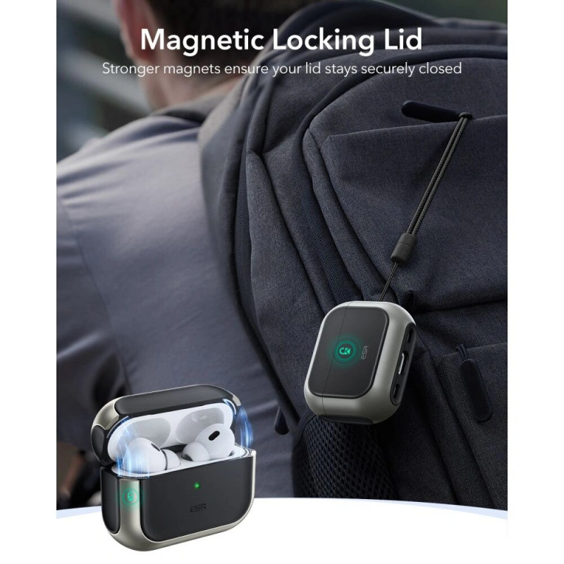 ESR Orbit HaloLock MagSafe dėklas, skirtas Apple AirPods Pro 3, Titanium