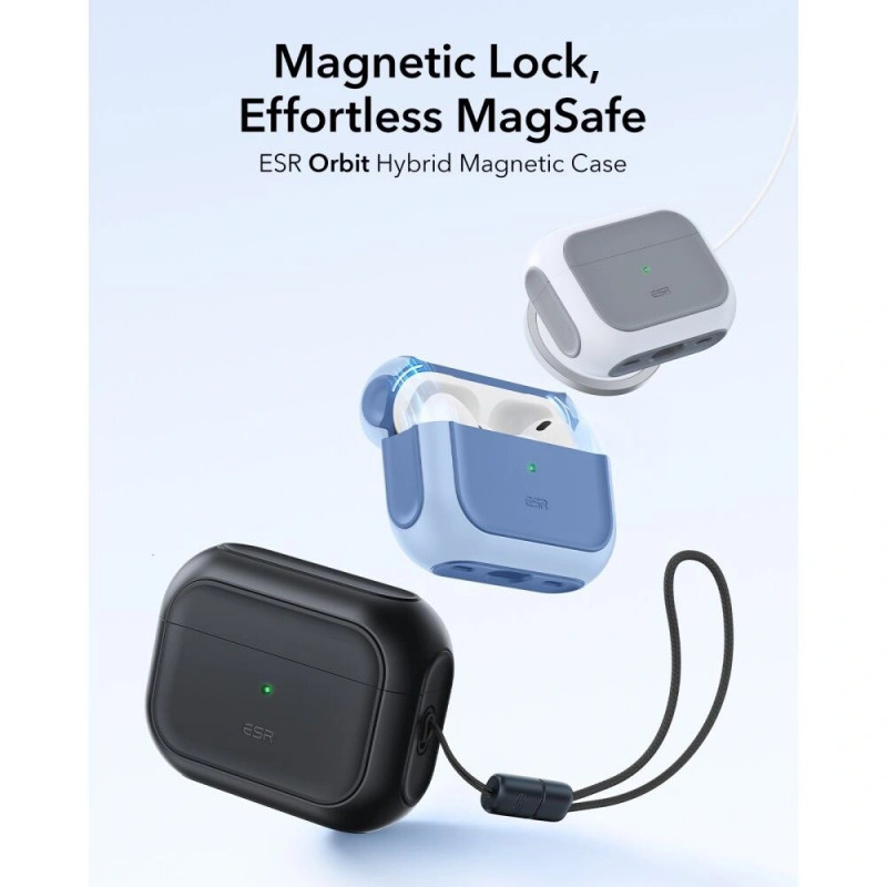 ESR Orbit HaloLock MagSafe dėklas, skirtas Apple AirPods Pro 3, juodas