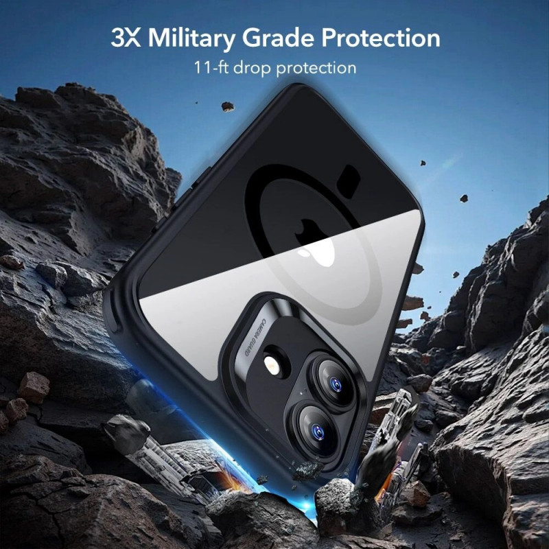 ESR Classic Hybrid MagSafe dėklas su grūdintu stiklu, skirtas Apple iPhone 17, Clear/black
