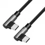 LogiLink CU0461 USB 2.0 Type-C kabelis, C/M 90° į C/M 90°, 480 Mbps, 100W, metalinis, sidabrinis/juodas, 1 m