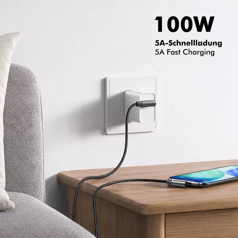 LogiLink CU0461 USB 2.0 Type-C kabelis, C/M 90° į C/M 90°, 480 Mbps, 100W, metalinis, sidabrinis/juodas, 1 m
