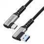 LogiLink CU0470 USB 3.2 Gen1 Type-C kabelis, A/M 90° į C/M 90°, 5 Gbps, 60W, metalinis, sidabrinis/juodas, 0,5 m